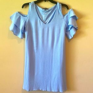 Luxology cold shoulder light blue dress
